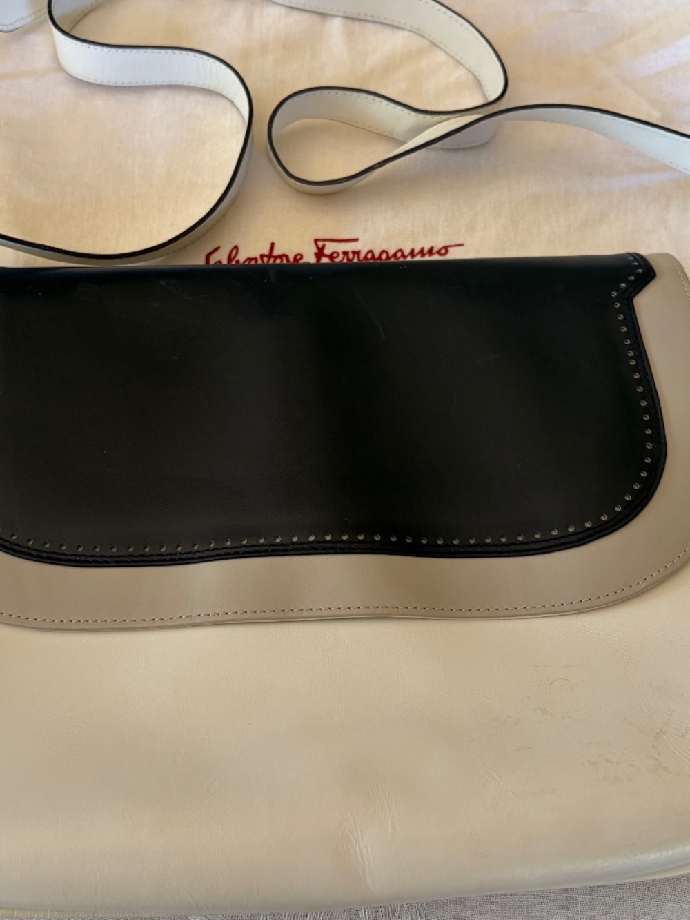 Vintage Salvatore Ferragamo Tri-Tone Leather Shoulder Bag